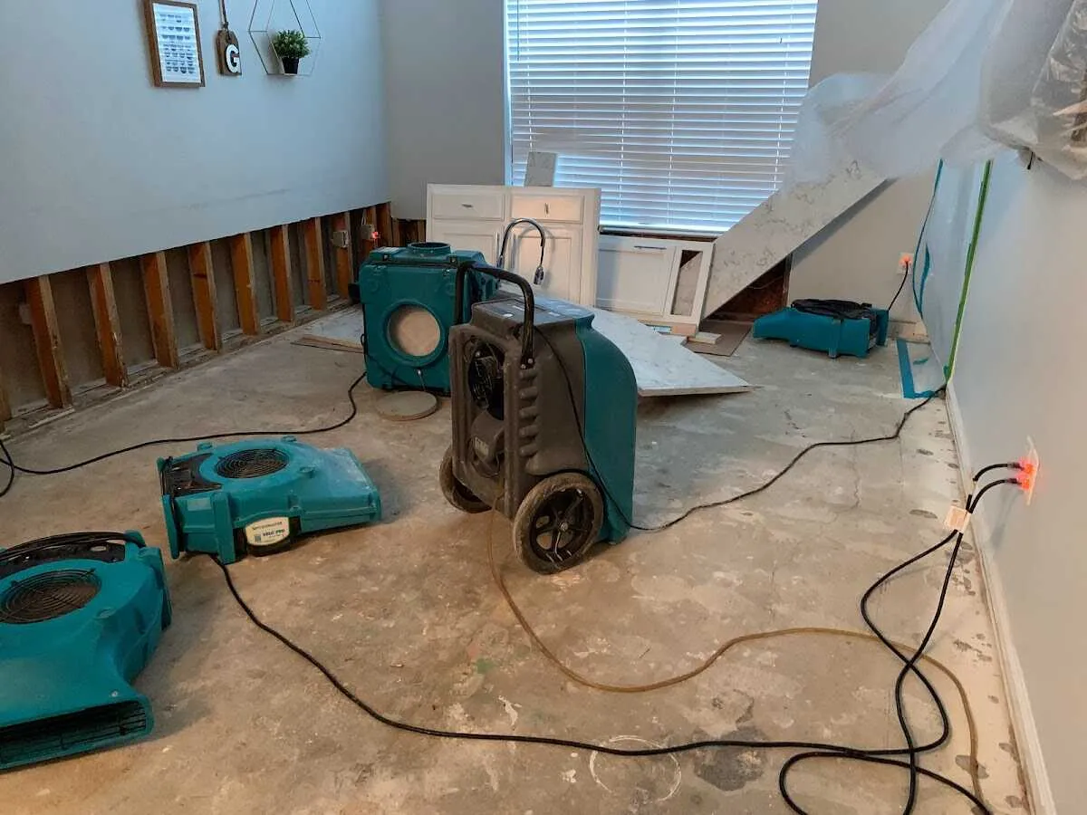 Dehumidifier in flood-cut room for Water Damage Restoration in Fernley